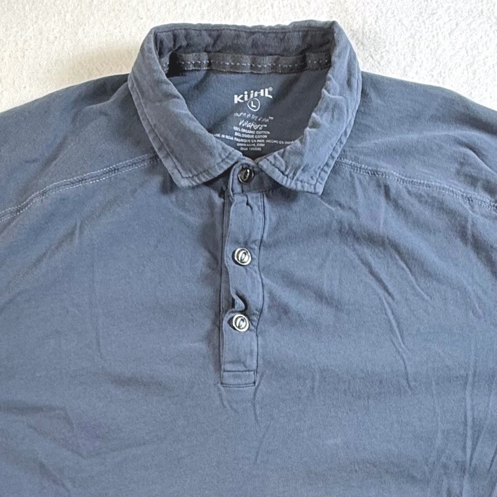 Kuhl Polo Shirt Mens Large Wildfibre Organic Cotton Short Sleeve Blue